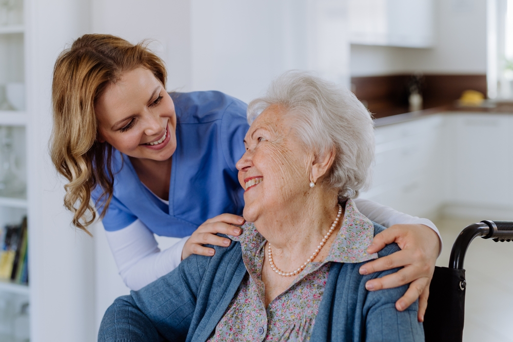 Portrait,Of,Nurse,And,Her,Senior,Client,On,Wheelchair.